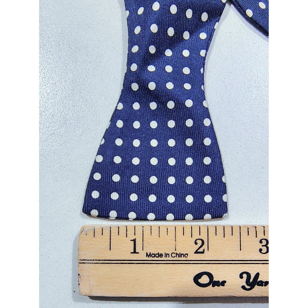 Polo Ralph Lauren Polka Dot Silk Bow Tie Blue Mens Made In Italy Adjustable - Picture 6 of 6